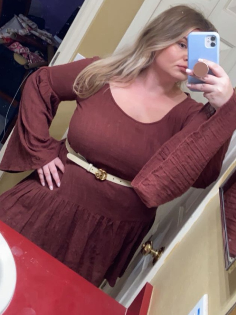 Free People Fallin Into You Tunic Dress Red Large